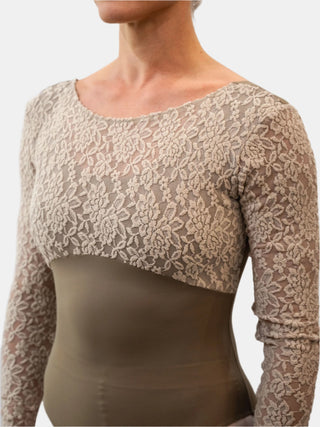 Sand Lace Dance Long Sleeve Leotard for Women by Atelier della Danza MP