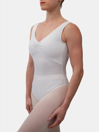 White V Neck Dance Tank Leotard for Women by Atelier della Danza MP