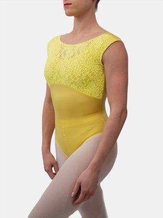 Yellow Boat Neck Lace Dance Leotard for Women by Atelier della Danza MP