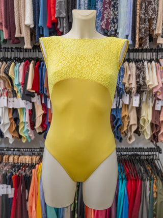 Yellow Boat Neck Lace Dance Leotard for Women by Atelier della Danza MP