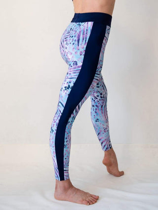 Women's Patterned Blue 7/8 Leggings for Yoga and Fitness Workouts by LENA Activewear