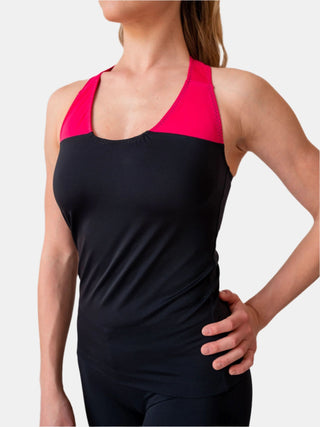 Women's Black and Fuchsia Tank Top for Fitness and Yoga Workout by LENA Activewear