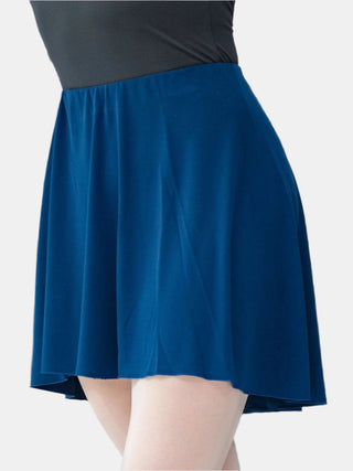 Blue Jersey Pull-on Dance Skirt Above Knee for Girls and Women by Atelier della Danza MP