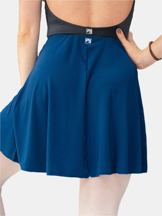 Blue Jersey Pull-on Dance Skirt Above Knee for Girls and Women by Atelier della Danza MP