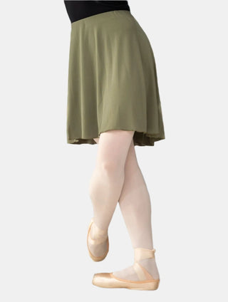 Green Jersey Pull-on Dance Skirt Long for Girls and Women by Atelier della Danza MP