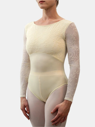 Ivory Flock Long Sleeve Dance Leotard for Women by Atelier della Danza MP