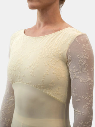 Ivory Flock Long Sleeve Dance Leotard for Women by Atelier della Danza MP