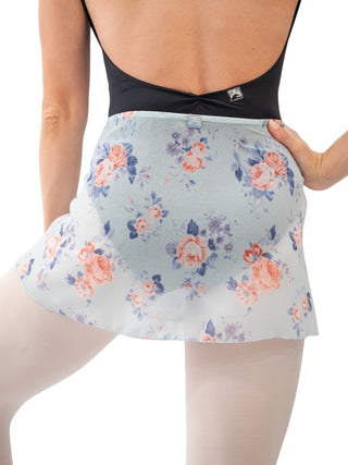 Light Blue Floral Wrap Short Dance Skirt MP302 for Women by Atelier della Danza MP