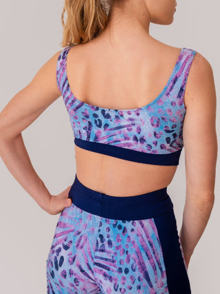 Women's Patterned Blue Bralette for Fitness and Yoga Workout by LENA Activewear