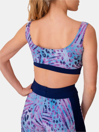 Women's Patterned Blue Bralette for Fitness and Yoga Workout by LENA Activewear