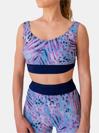 Women's Patterned Blue Bralette for Fitness and Yoga Workout by LENA Activewear