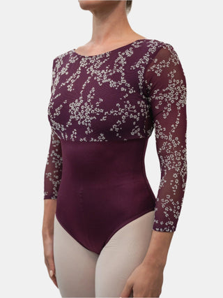 Plum Flock Dance 3/4 Sleeve Leotard for Women by Atelier della Danza MP