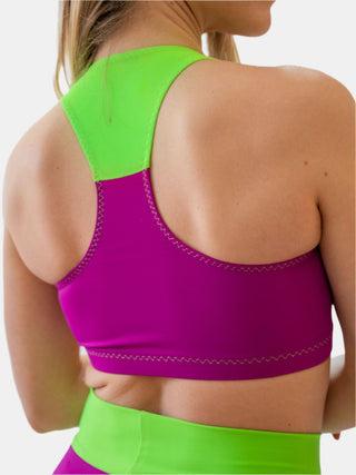 Women's Wisteria and Green Crop Top for Fitness and Yoga Workout by LENA Activewear